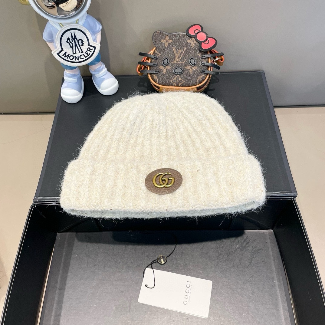  Gucci古奇秋冬新款针织毛线帽，加厚内里，秋冬冷帽，跑量4色