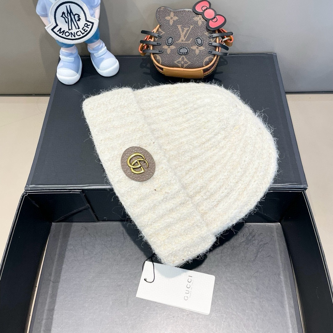  Gucci古奇秋冬新款针织毛线帽，加厚内里，秋冬冷帽，跑量4色