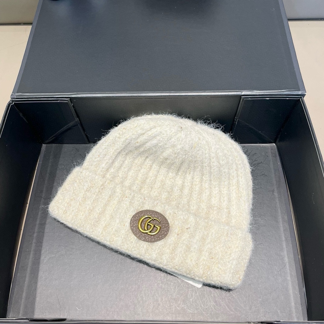  Gucci古奇秋冬新款针织毛线帽，加厚内里，秋冬冷帽，跑量4色