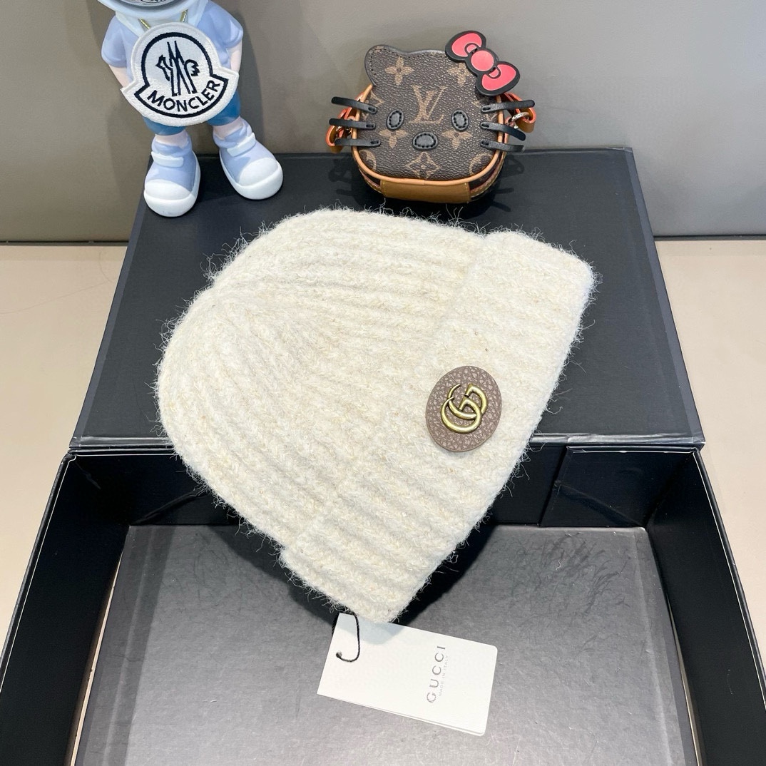  Gucci古奇秋冬新款针织毛线帽，加厚内里，秋冬冷帽，跑量4色