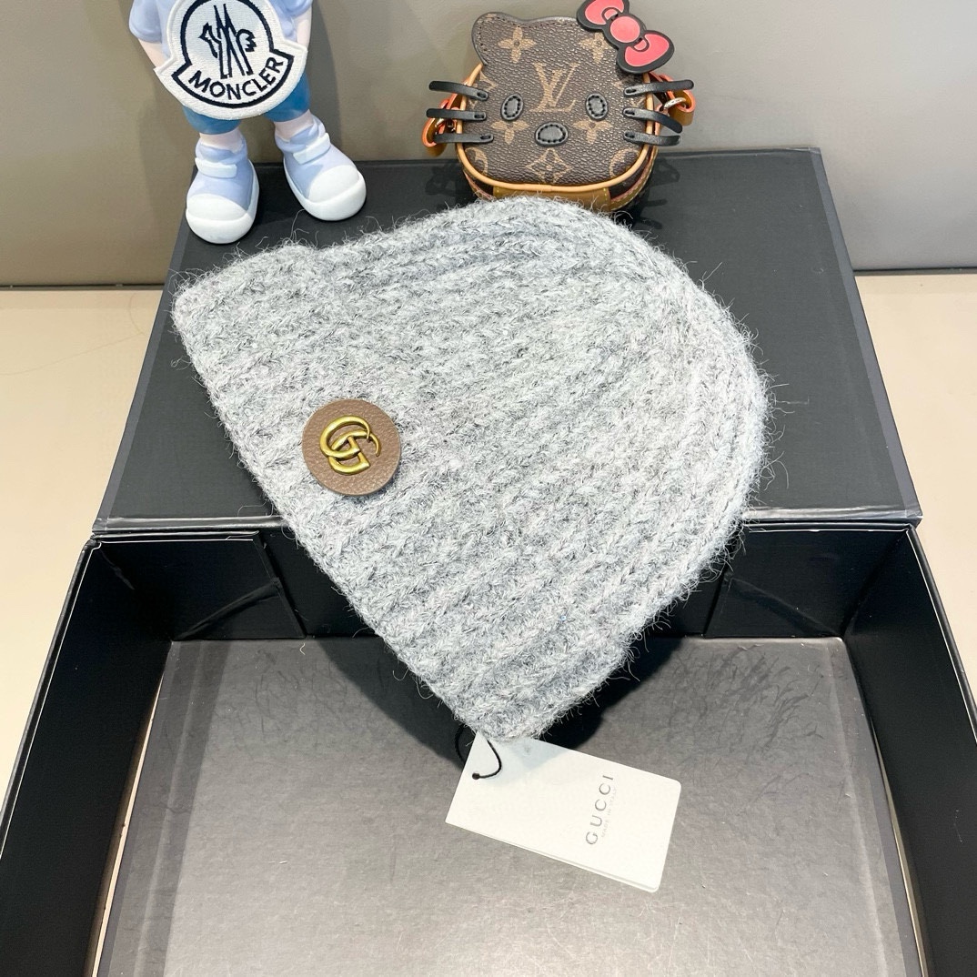  Gucci古奇秋冬新款针织毛线帽，加厚内里，秋冬冷帽，跑量4色