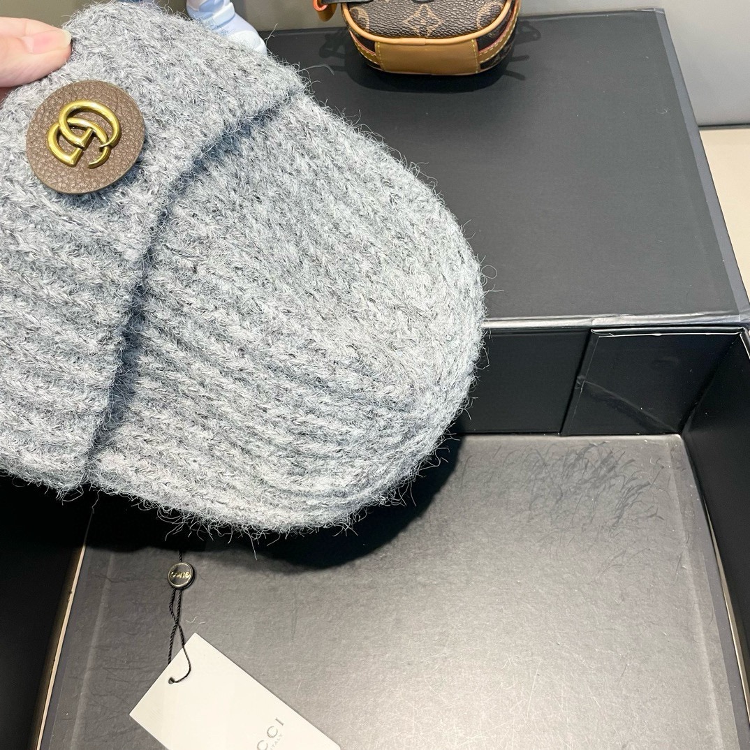 Gucci古奇秋冬新款针织毛线帽，加厚内里，秋冬冷帽，跑量4色
