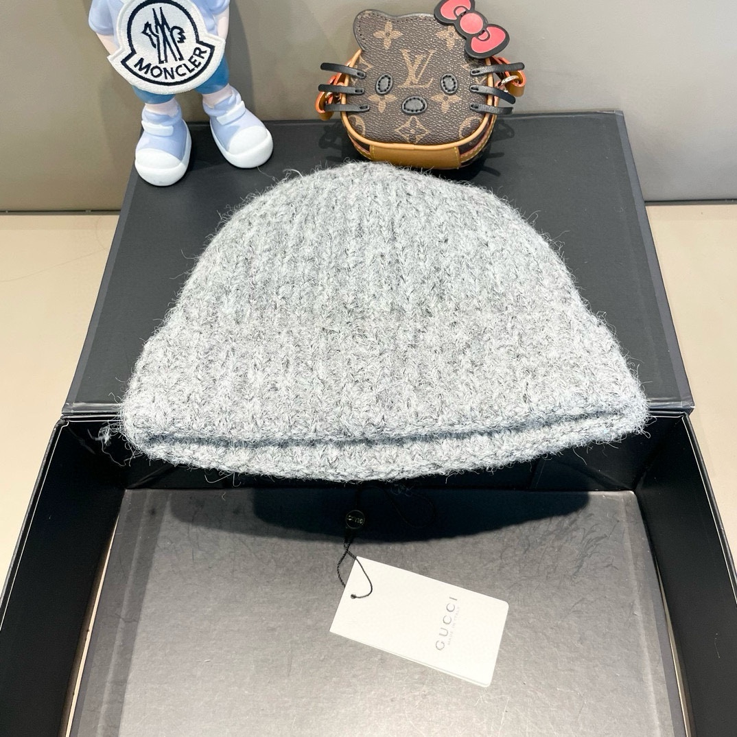  Gucci古奇秋冬新款针织毛线帽，加厚内里，秋冬冷帽，跑量4色