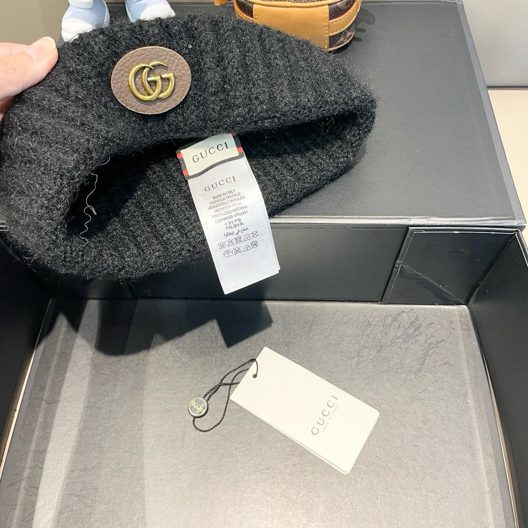  Gucci古奇秋冬新款针织毛线帽，加厚内里，秋冬冷帽，跑量4色