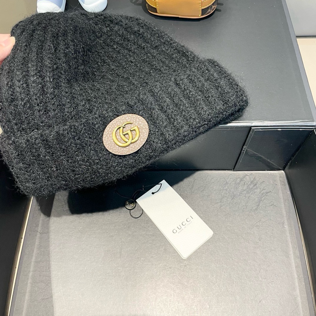  Gucci古奇秋冬新款针织毛线帽，加厚内里，秋冬冷帽，跑量4色