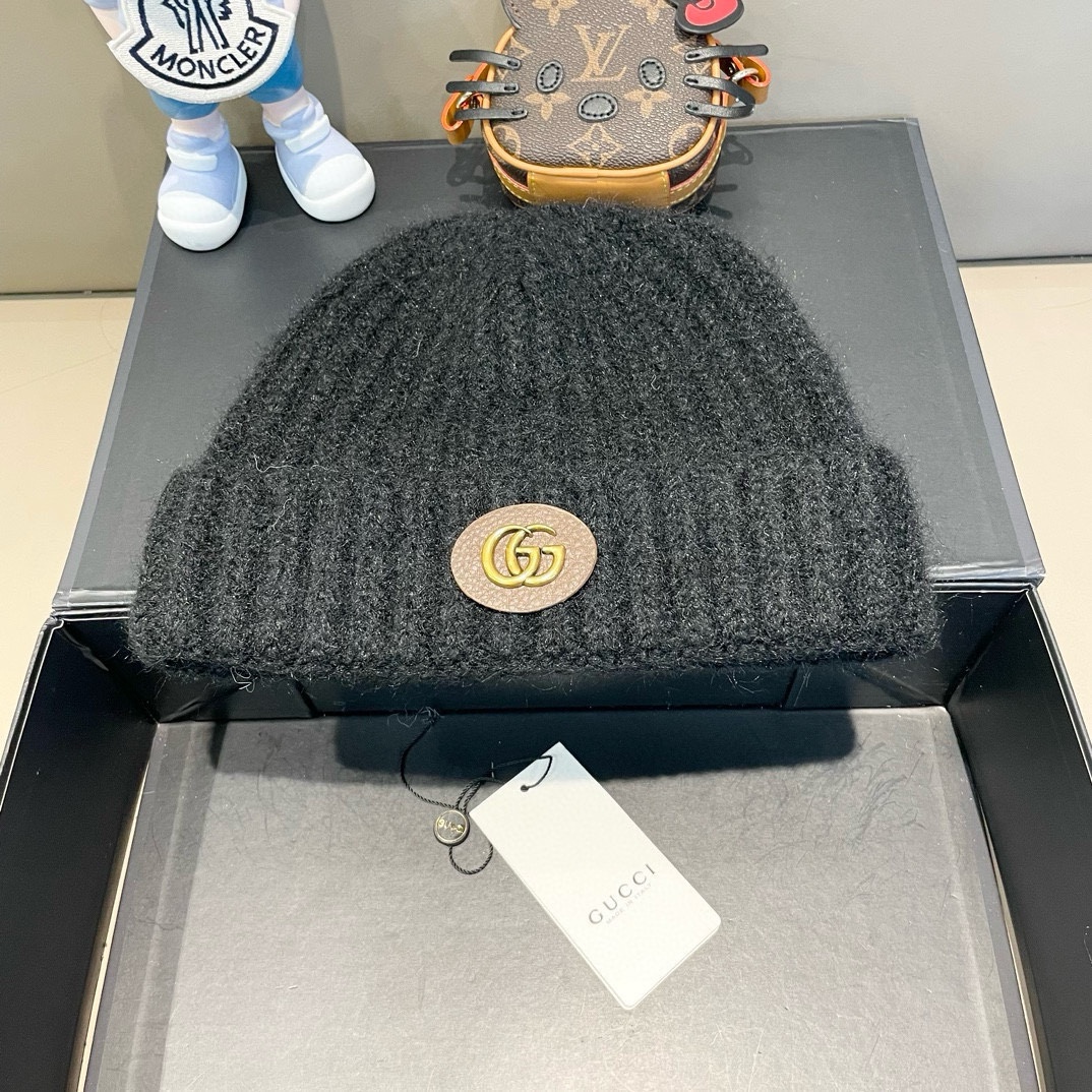  Gucci古奇秋冬新款针织毛线帽，加厚内里，秋冬冷帽，跑量4色