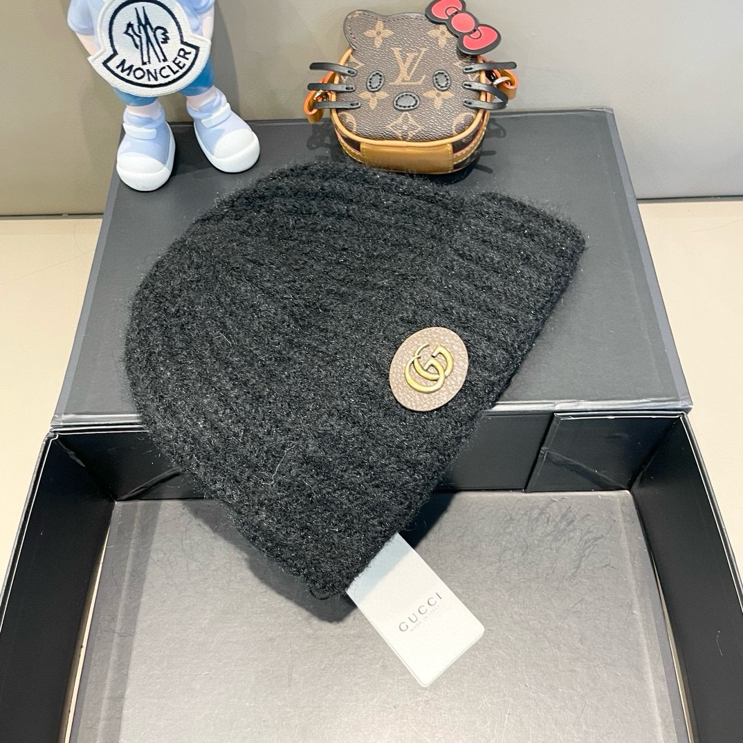  Gucci古奇秋冬新款针织毛线帽，加厚内里，秋冬冷帽，跑量4色