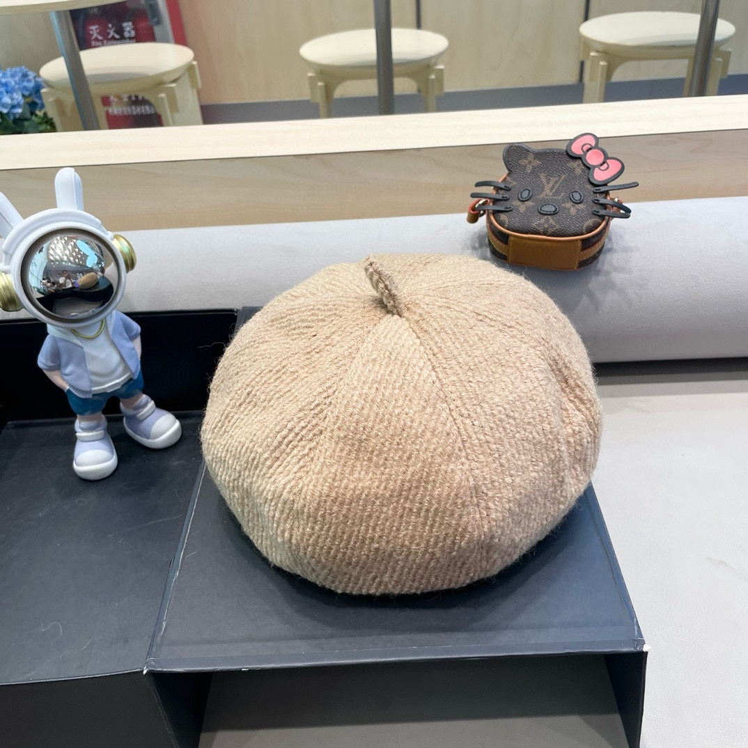   moncler 贝雷帽升级版秋冬纯色文艺复古画家帽子针织蓓蕾帽女生