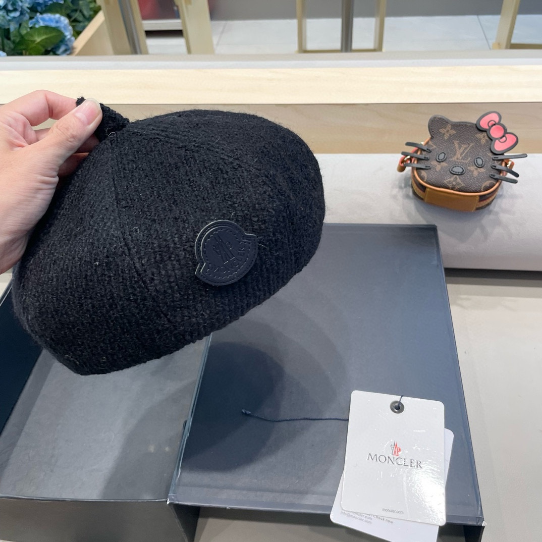   moncler 贝雷帽升级版秋冬纯色文艺复古画家帽子针织蓓蕾帽女生