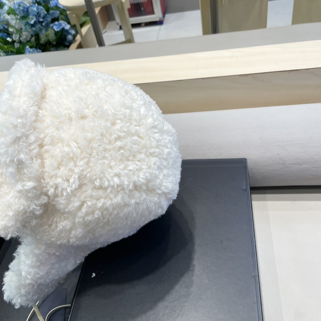  普拉达Prada羊羔毛护耳帽子雷锋帽保暖飞行帽子女秋冬高级感2024新款滑雪帽潮