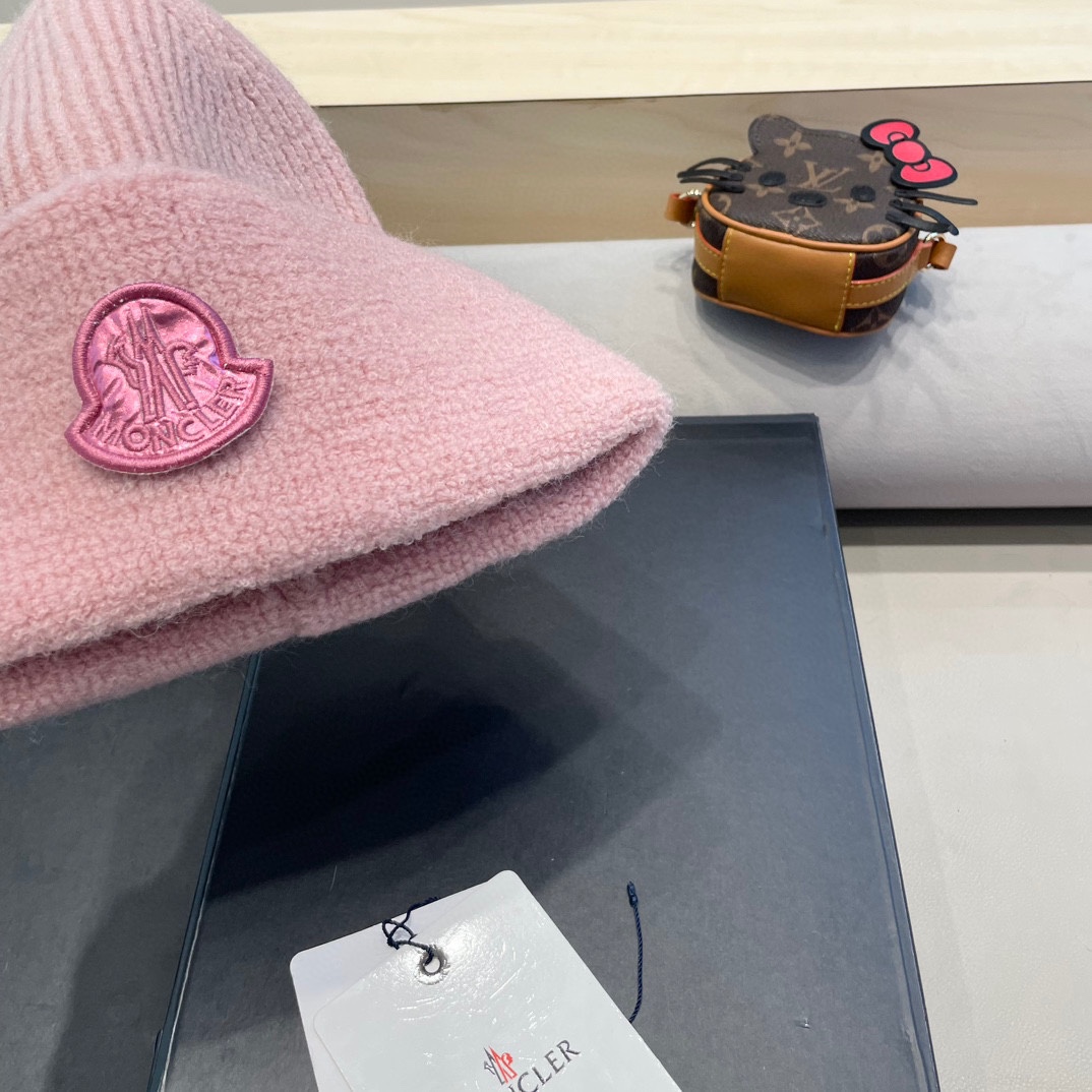 MONCLER蒙口2024早秋简约针织毛线帽毛绒材质非常百搭