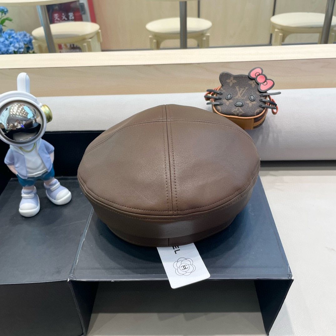 Chanel气质名媛帽子女款秋季2024新款洋气方圆脸深顶硬挺定型八角复古帽