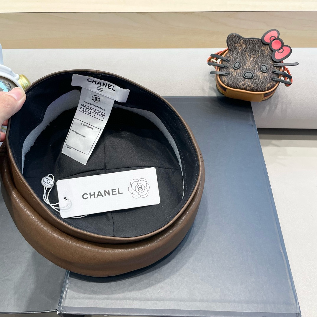Chanel气质名媛帽子女款秋季2024新款洋气方圆脸深顶硬挺定型八角复古帽