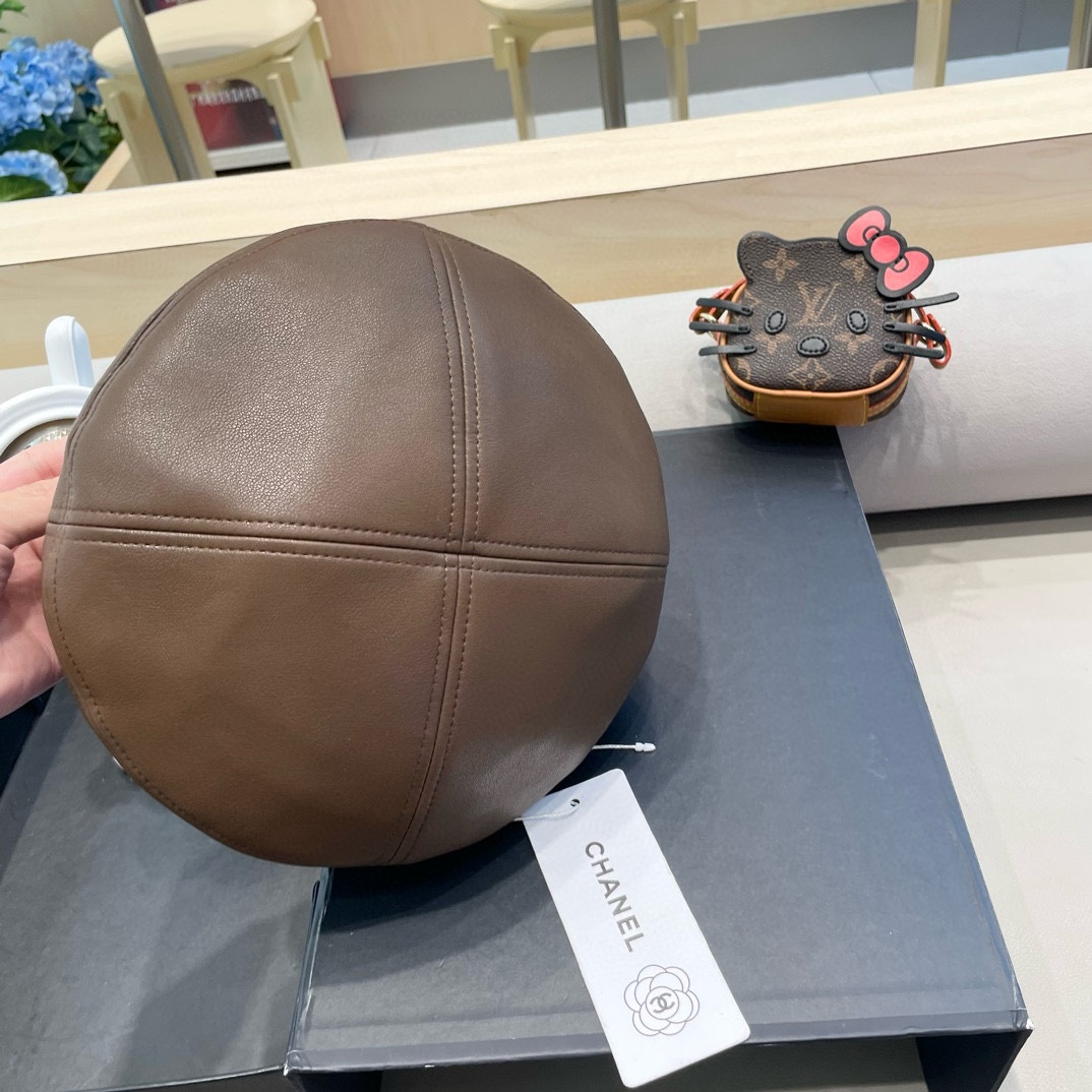 Chanel气质名媛帽子女款秋季2024新款洋气方圆脸深顶硬挺定型八角复古帽