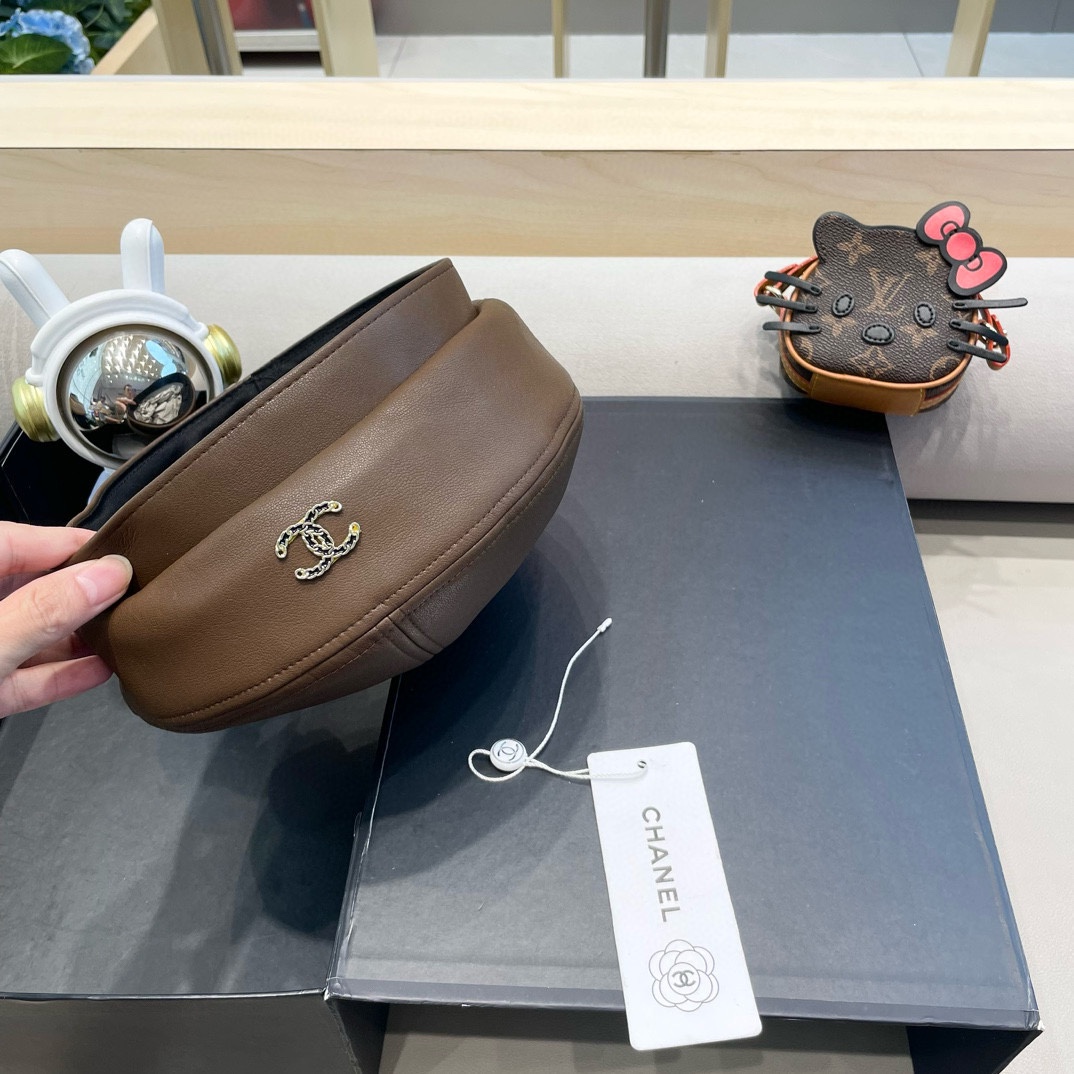Chanel气质名媛帽子女款秋季2024新款洋气方圆脸深顶硬挺定型八角复古帽