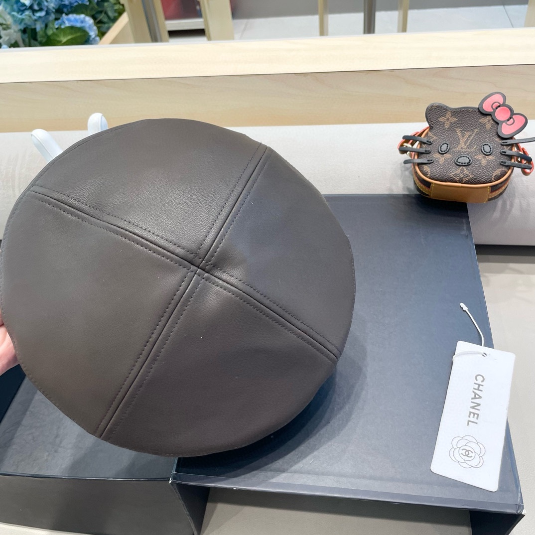 Chanel气质名媛帽子女款秋季2024新款洋气方圆脸深顶硬挺定型八角复古帽