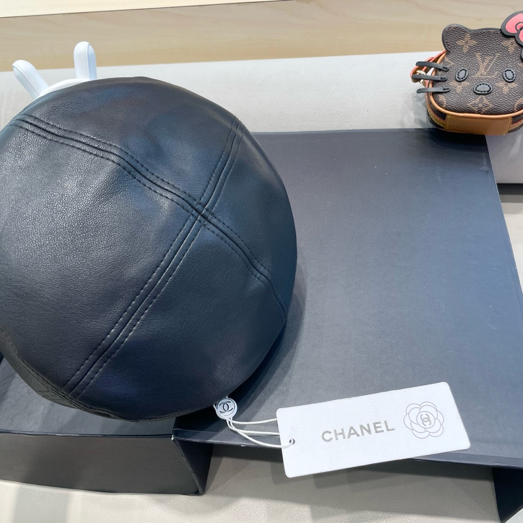 Chanel气质名媛帽子女款秋季2024新款洋气方圆脸深顶硬挺定型八角复古帽