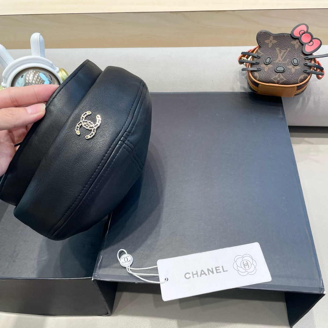 Chanel气质名媛帽子女款秋季2024新款洋气方圆脸深顶硬挺定型八角复古帽