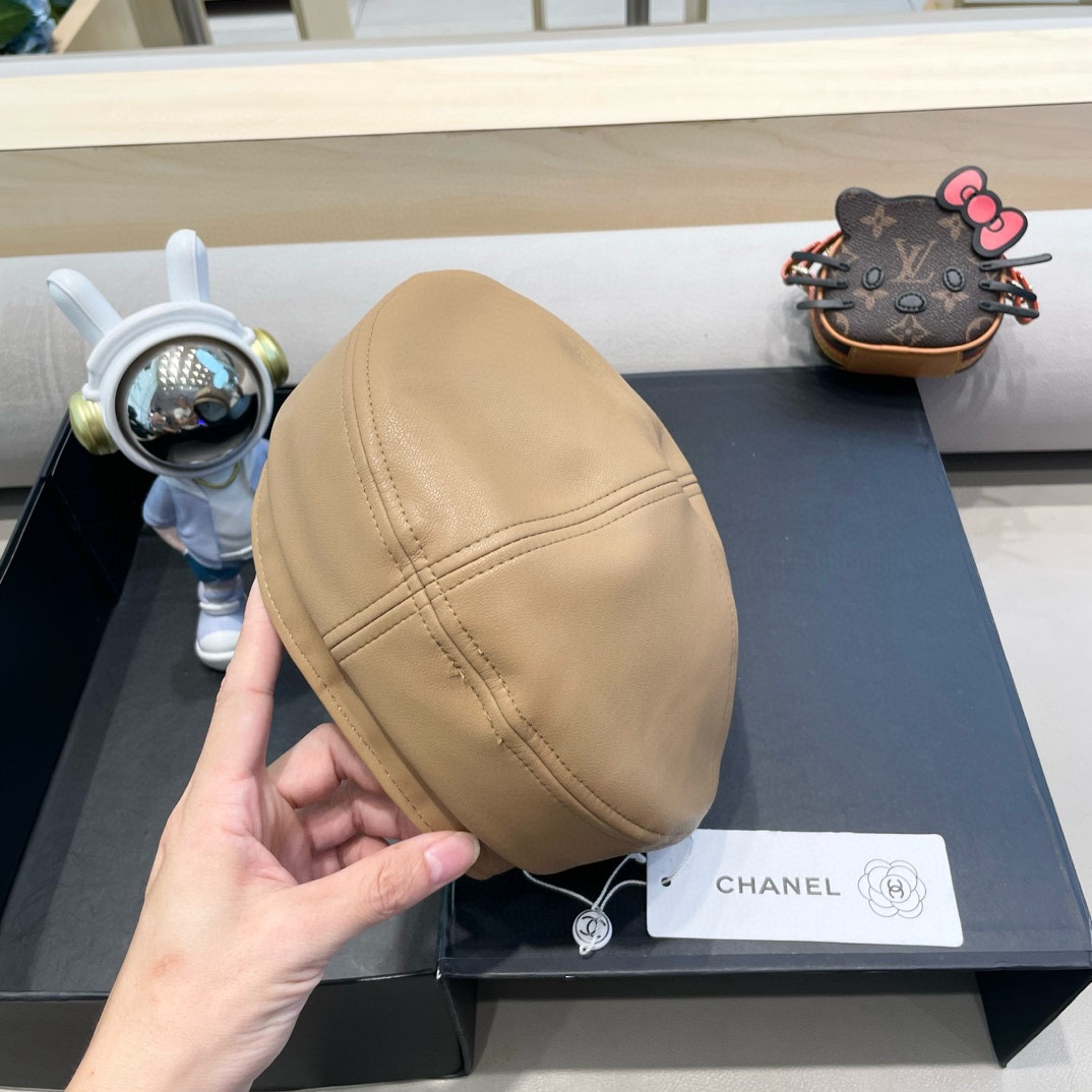 Chanel气质名媛帽子女款秋季2024新款洋气方圆脸深顶硬挺定型八角复古帽