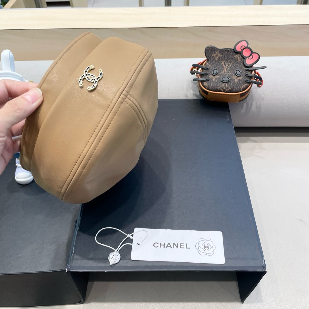 Chanel气质名媛帽子女款秋季2024新款洋气方圆脸深顶硬挺定型八角复古帽
