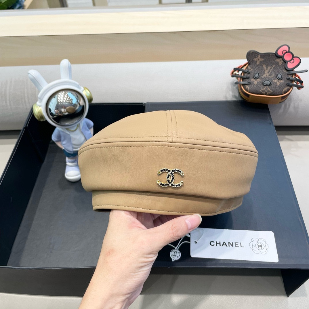 Chanel气质名媛帽子女款秋季2024新款洋气方圆脸深顶硬挺定型八角复古帽