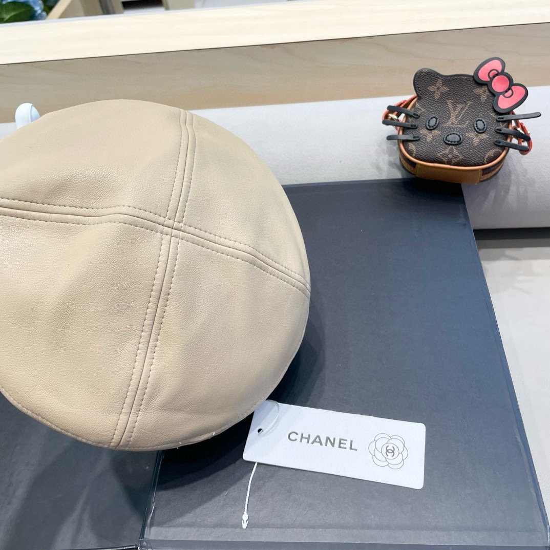Chanel气质名媛帽子女款秋季2024新款洋气方圆脸深顶硬挺定型八角复古帽