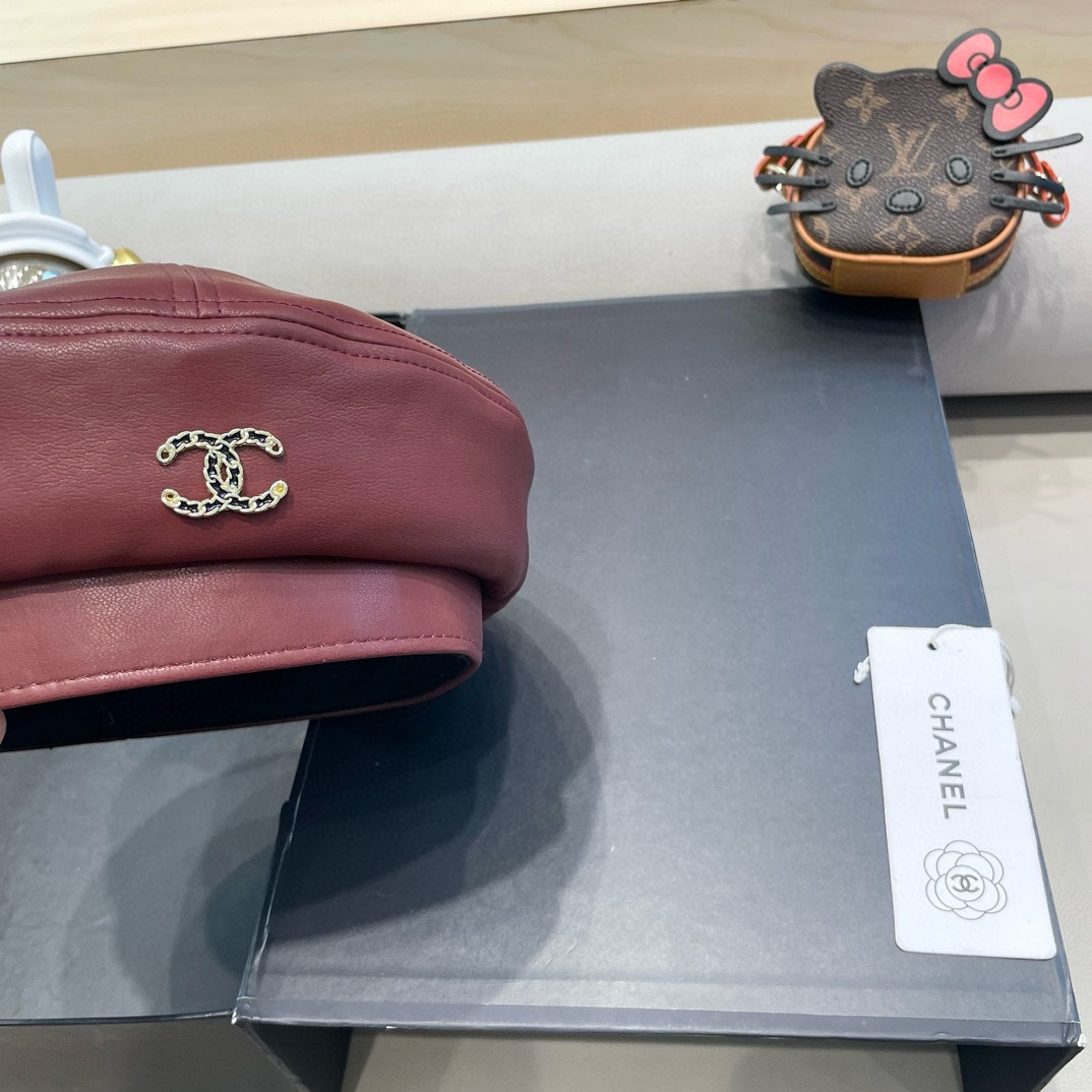 Chanel气质名媛帽子女款秋季2024新款洋气方圆脸深顶硬挺定型八角复古帽