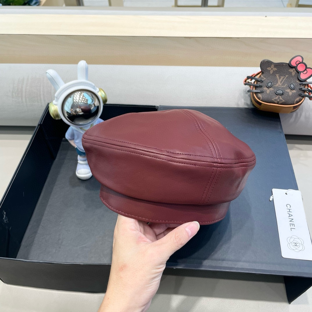 Chanel气质名媛帽子女款秋季2024新款洋气方圆脸深顶硬挺定型八角复古帽