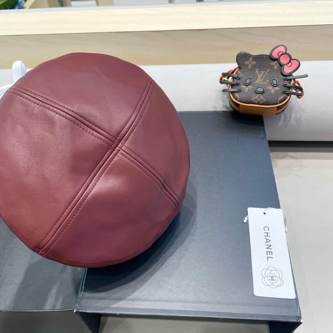 Chanel气质名媛帽子女款秋季2024新款洋气方圆脸深顶硬挺定型八角复古帽