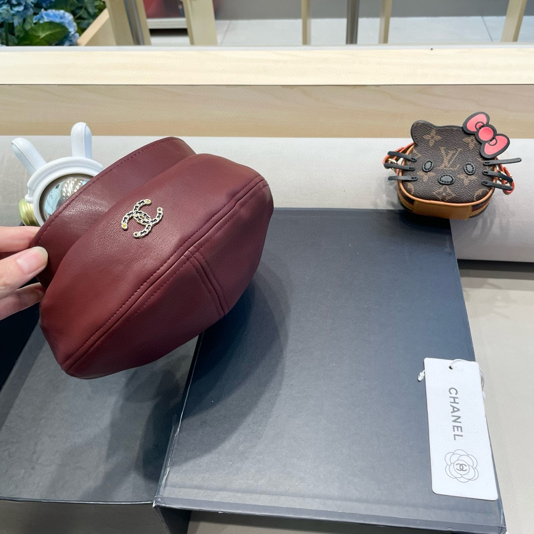 Chanel气质名媛帽子女款秋季2024新款洋气方圆脸深顶硬挺定型八角复古帽
