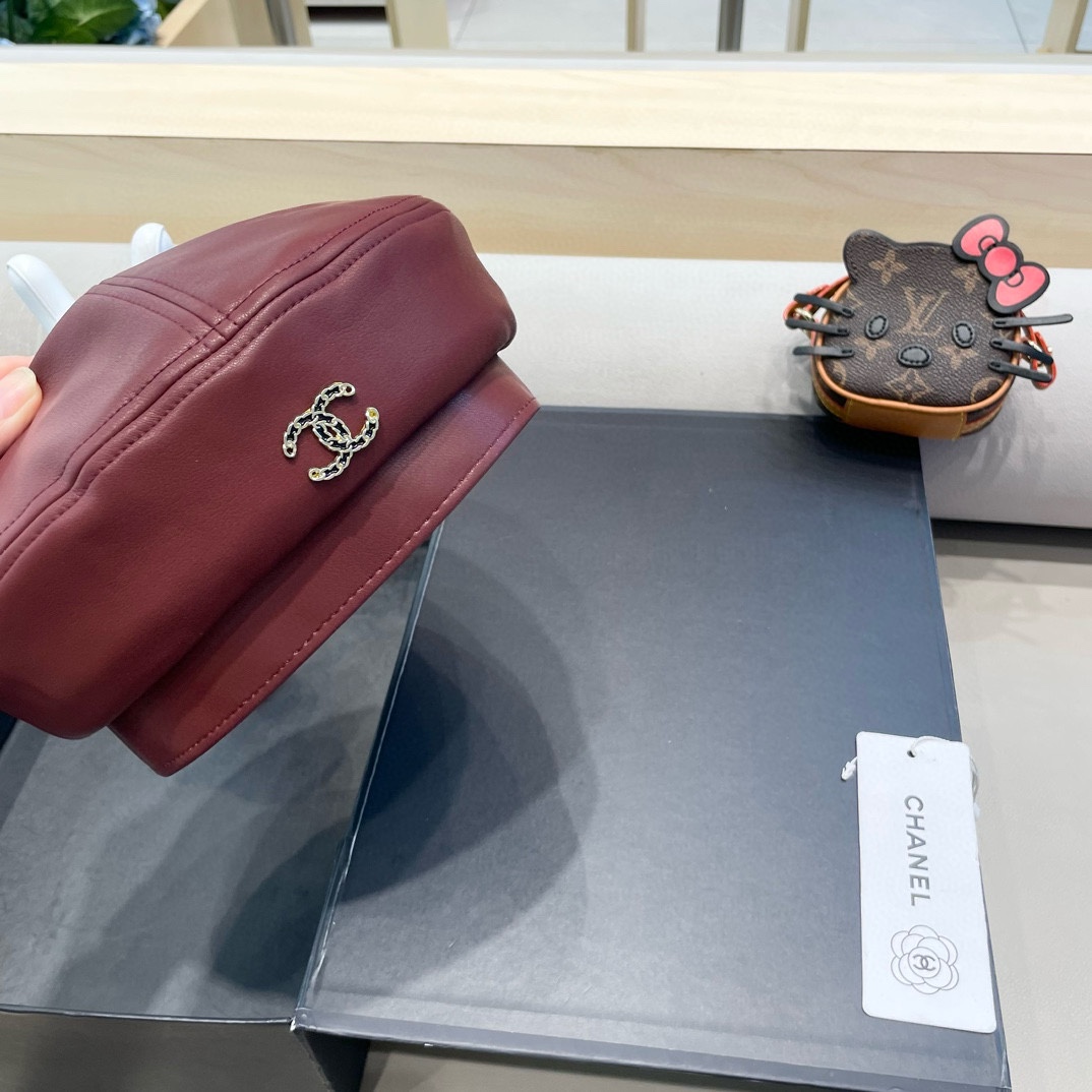 Chanel气质名媛帽子女款秋季2024新款洋气方圆脸深顶硬挺定型八角复古帽