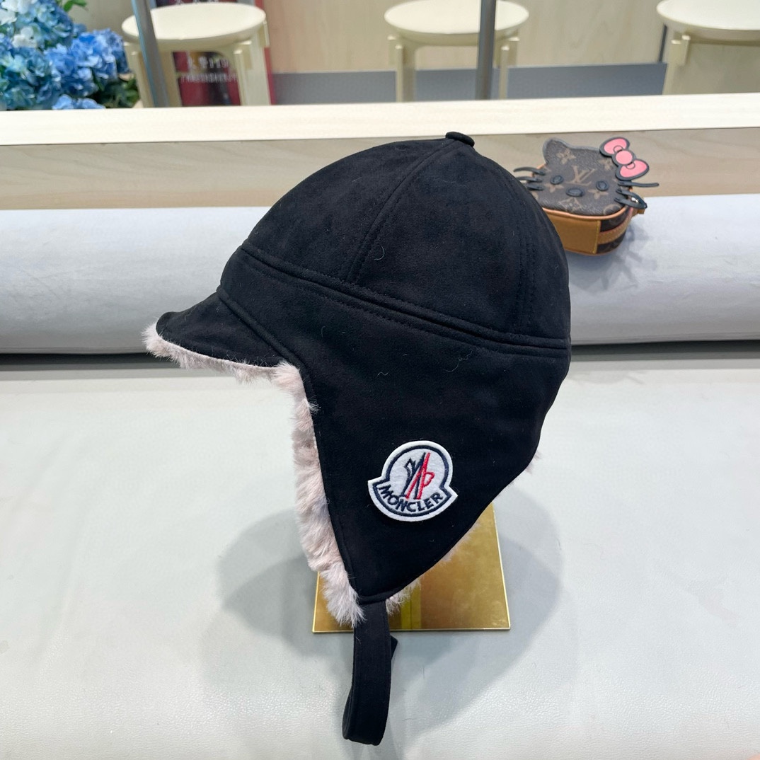 蒙口MONCLER复古双面戴加厚毛绒雷锋帽女秋冬防寒骑车滑雪帽男女显脸小飞行帽