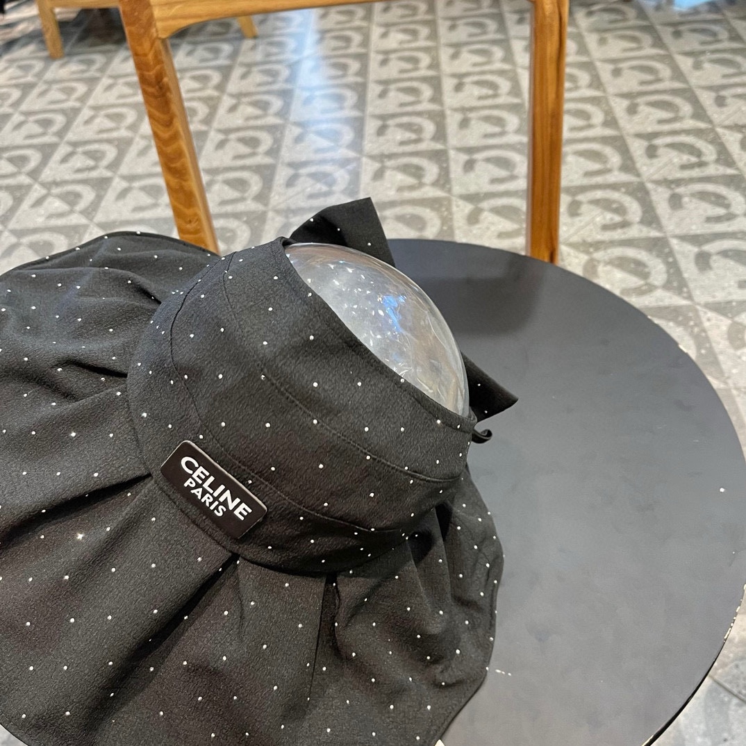 赛琳celine空顶渔夫帽子女春夏时尚薄款带钻优雅气质旅游出行防晒遮阳帽