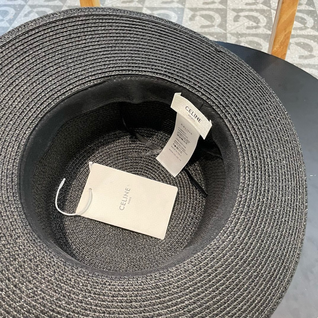 塞琳celien新款草帽，皮带平顶礼帽，头围57cm