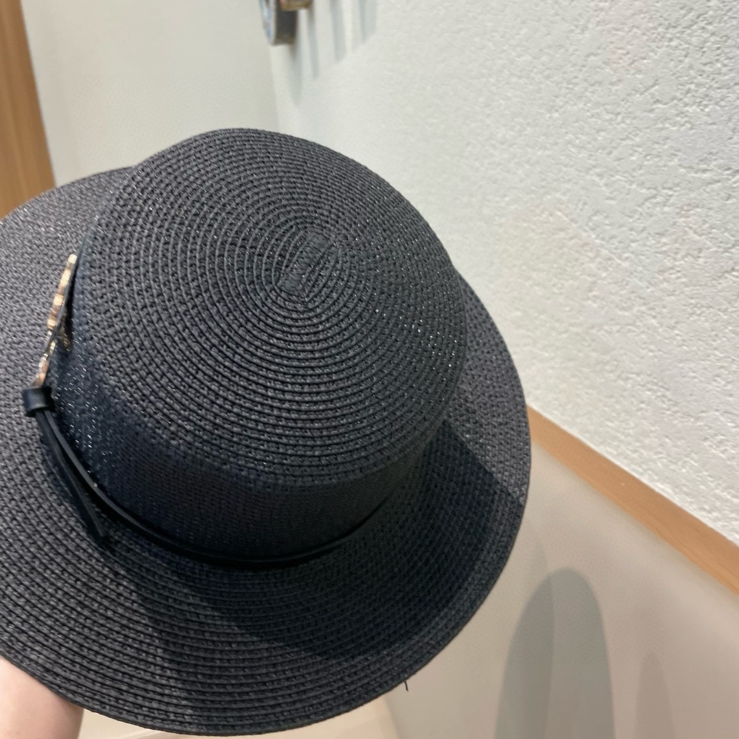 塞琳celien新款草帽，皮带平顶礼帽，头围57cm