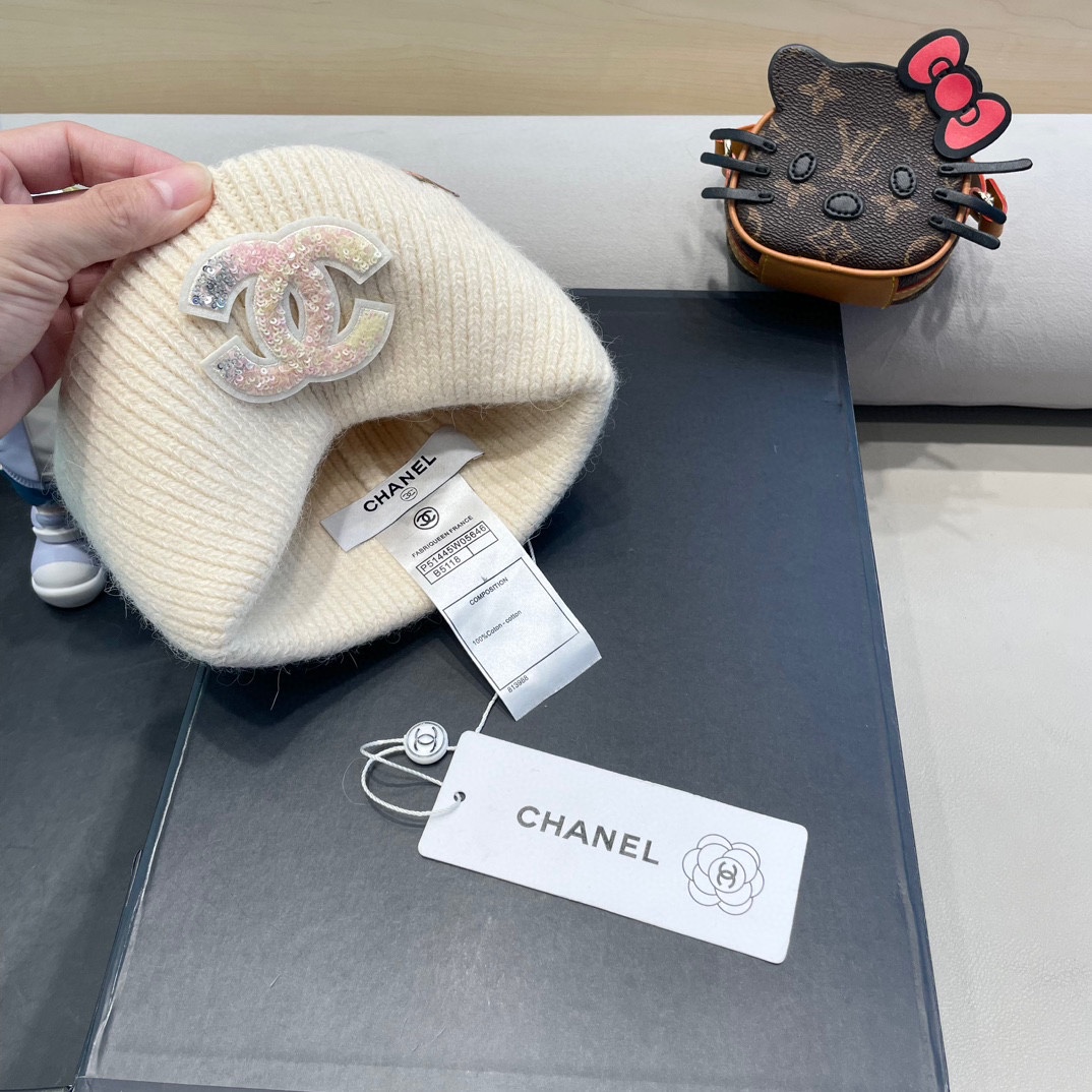 Chanel香奈儿秋冬新款毛线帽兔毛面料内标齐全