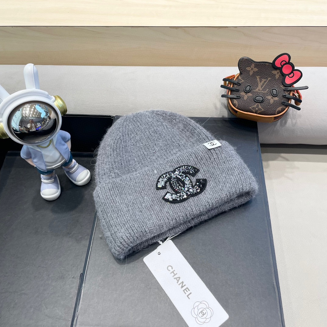 Chanel香奈儿秋冬新款毛线帽兔毛面料内标齐全