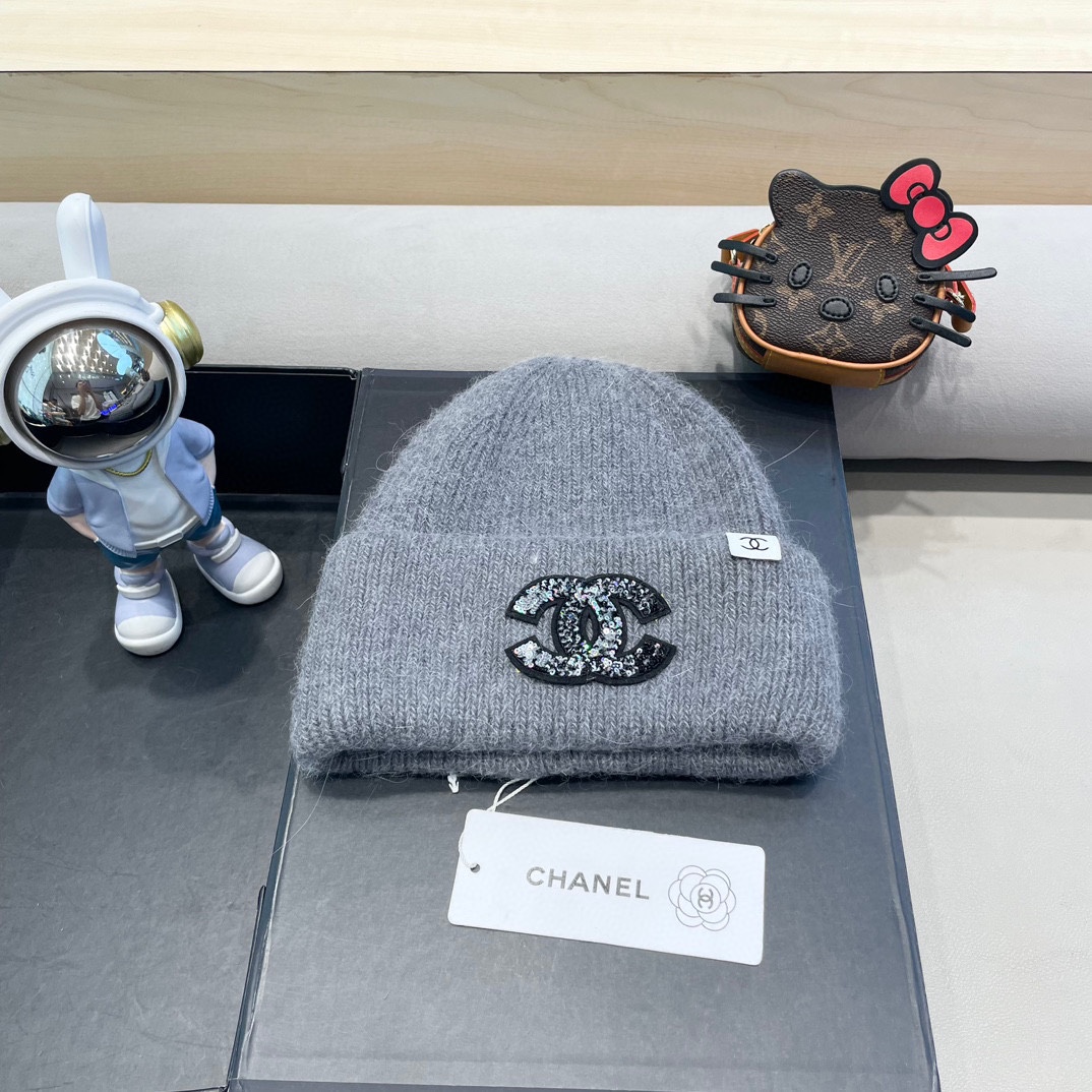 Chanel香奈儿秋冬新款毛线帽兔毛面料内标齐全