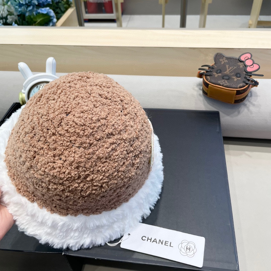 Chanel香奈儿摇粒绒毛绒帽女秋冬季大头围保暖加厚毛线帽2024新款显脸小雷锋帽