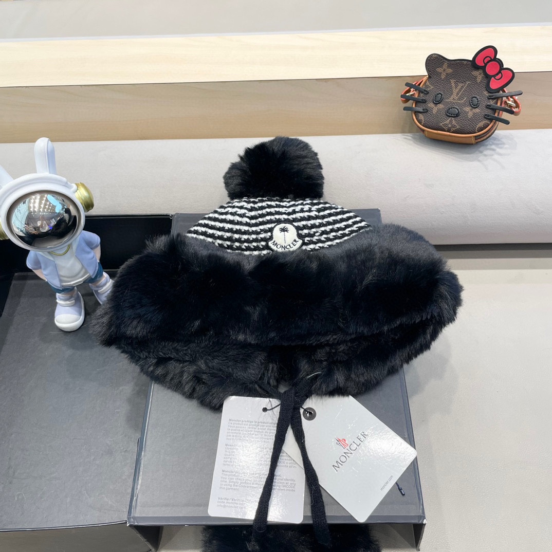 MONCLER蒙口高品质秋冬加厚针织盆帽美拉德毛绒毛线加厚渔夫帽子