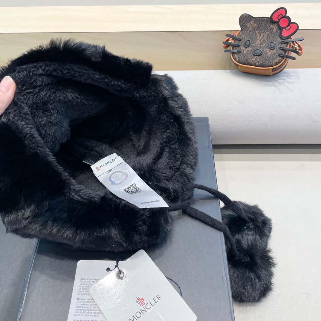 MONCLER蒙口高品质秋冬加厚针织盆帽美拉德毛绒毛线加厚渔夫帽子