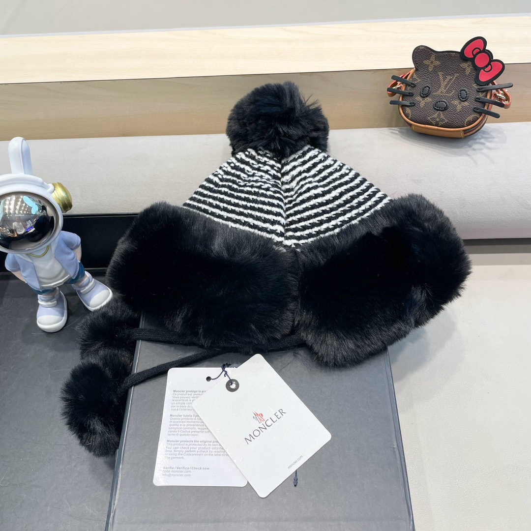 MONCLER蒙口高品质秋冬加厚针织盆帽美拉德毛绒毛线加厚渔夫帽子