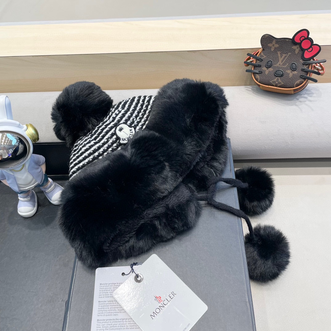 MONCLER蒙口高品质秋冬加厚针织盆帽美拉德毛绒毛线加厚渔夫帽子
