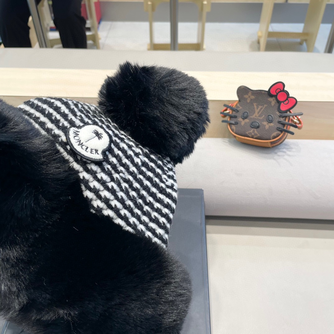 MONCLER蒙口高品质秋冬加厚针织盆帽美拉德毛绒毛线加厚渔夫帽子