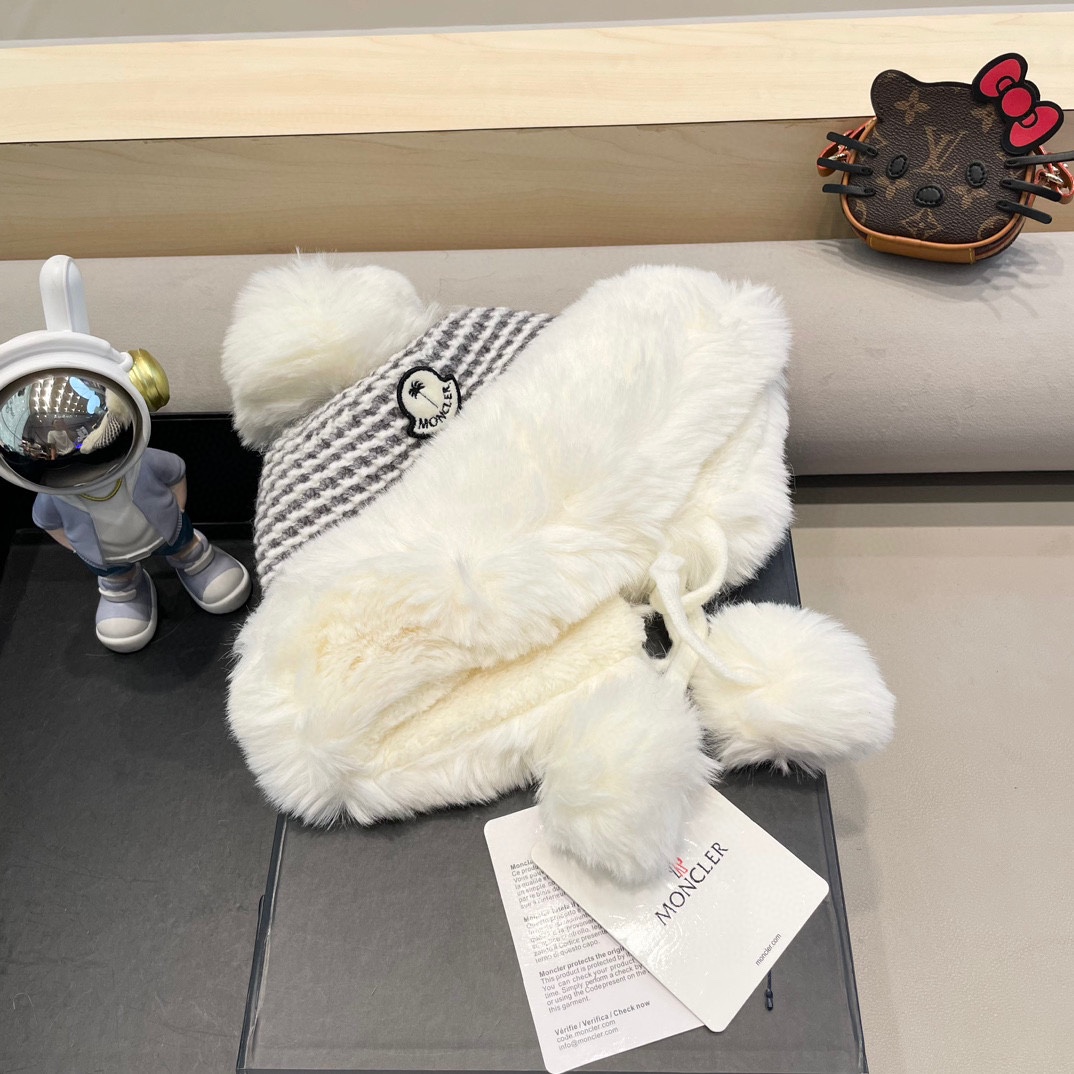MONCLER蒙口高品质秋冬加厚针织盆帽美拉德毛绒毛线加厚渔夫帽子