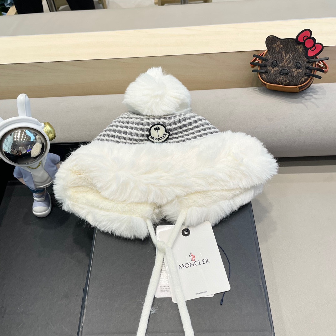 MONCLER蒙口高品质秋冬加厚针织盆帽美拉德毛绒毛线加厚渔夫帽子