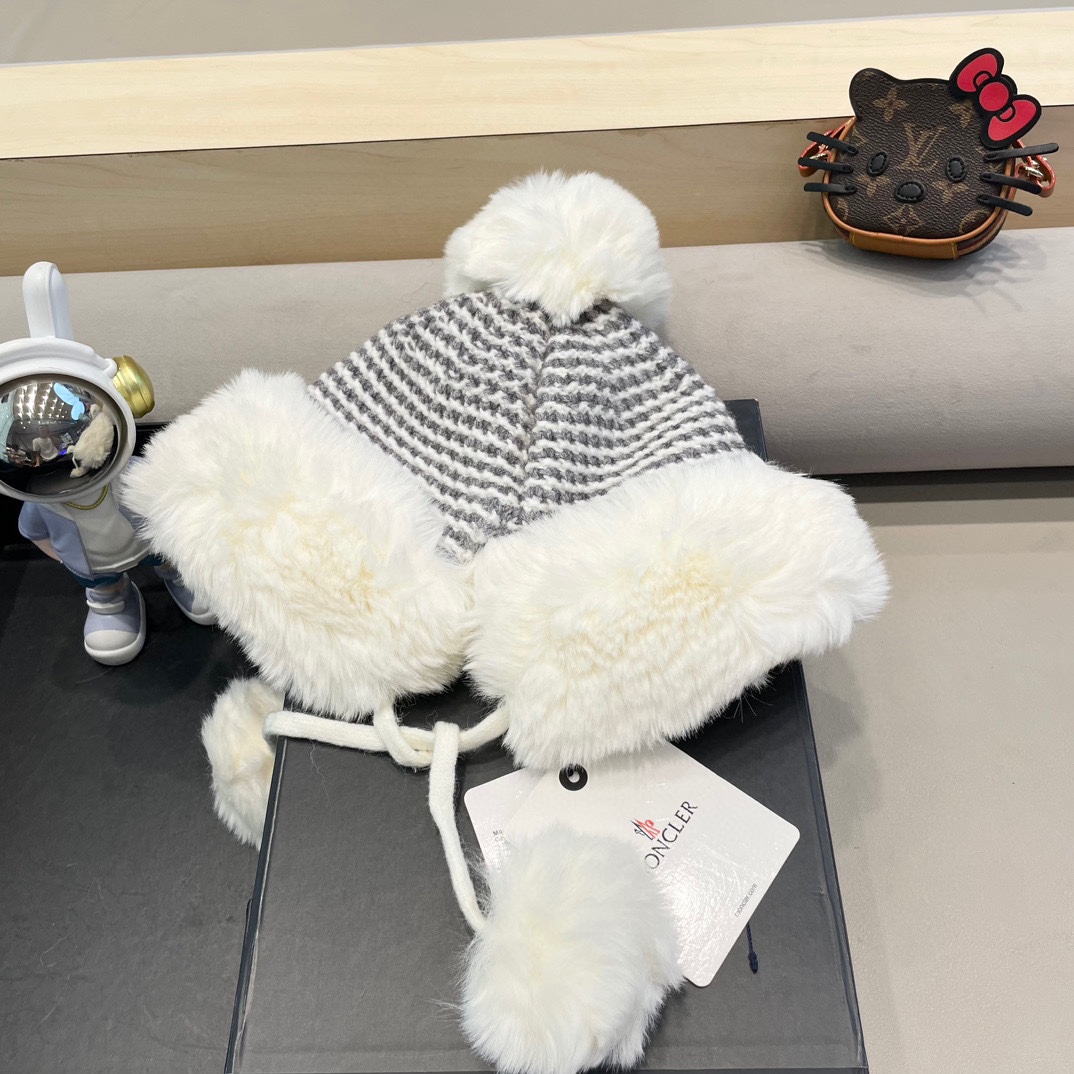 MONCLER蒙口高品质秋冬加厚针织盆帽美拉德毛绒毛线加厚渔夫帽子