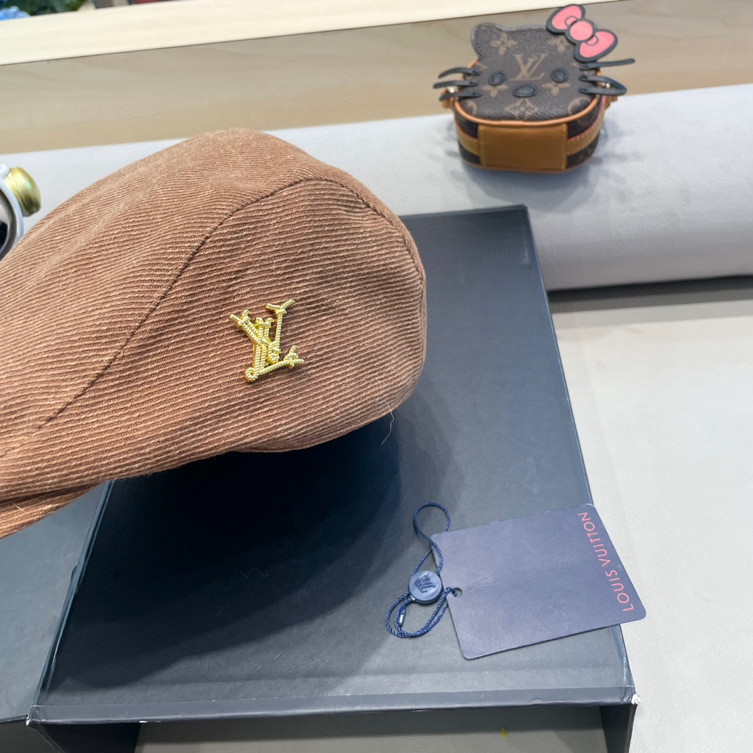 上新！路易威登LouisVuitton秋冬季前进帽男女款时尚英伦复古风画家帽百搭休闲鸭舌帽潮