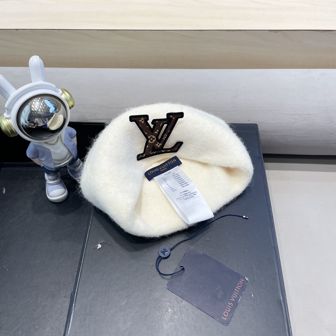 lv路易威登秋冬款羊毛混纺针织帽子女大头围堆堆帽百搭双层保暖加厚