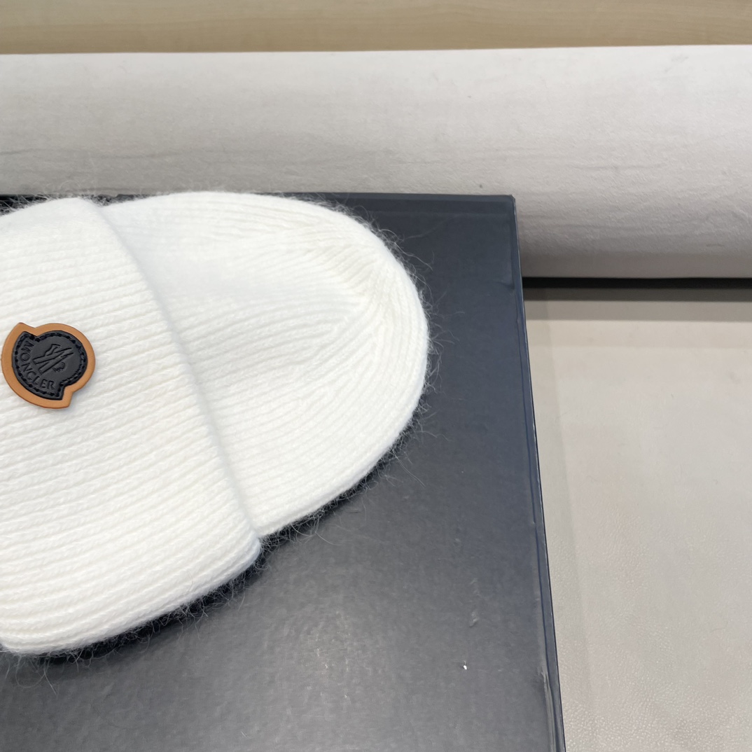 moncler毛线帽羊毛混纺针织帽冷帽M帽子网红同款保暖防寒百搭护耳帽女